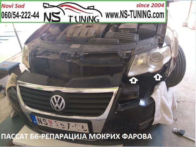 vw passat b6 reparacija  farova punih vode xenon poliranje novi sad tuning